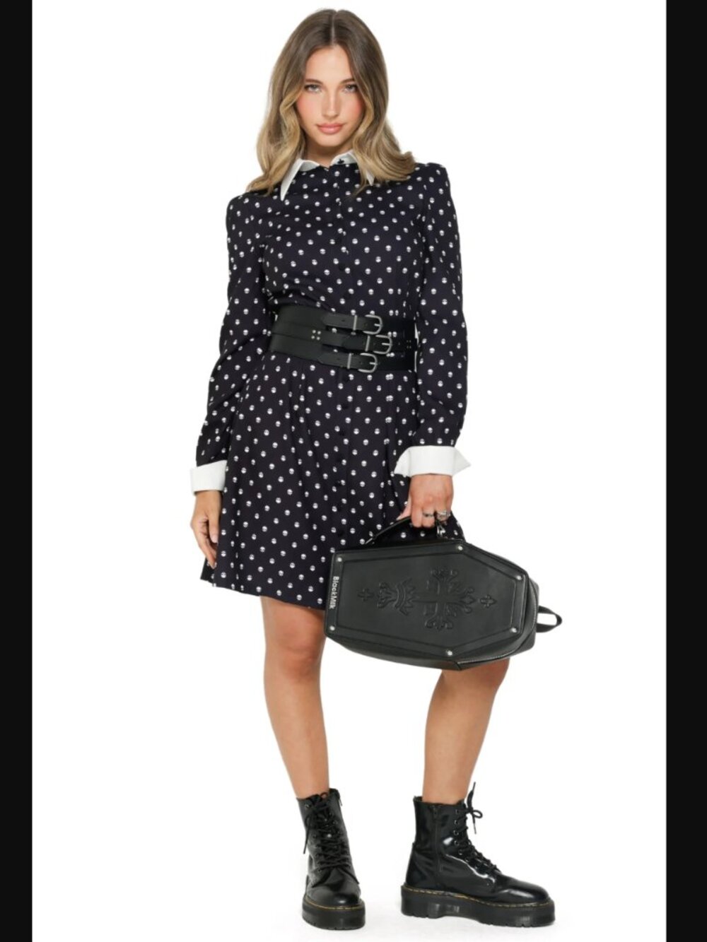 NWT Blackmilk Black Embossed Coffin Backpack - Picture 2 of 5